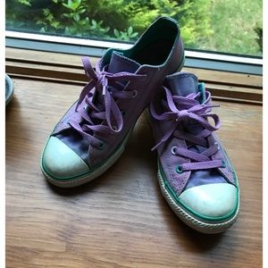 One of a kind purple and teal Converse sneakers